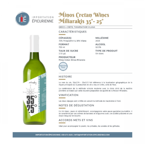 fiche vin blanc Minos Cretan grec